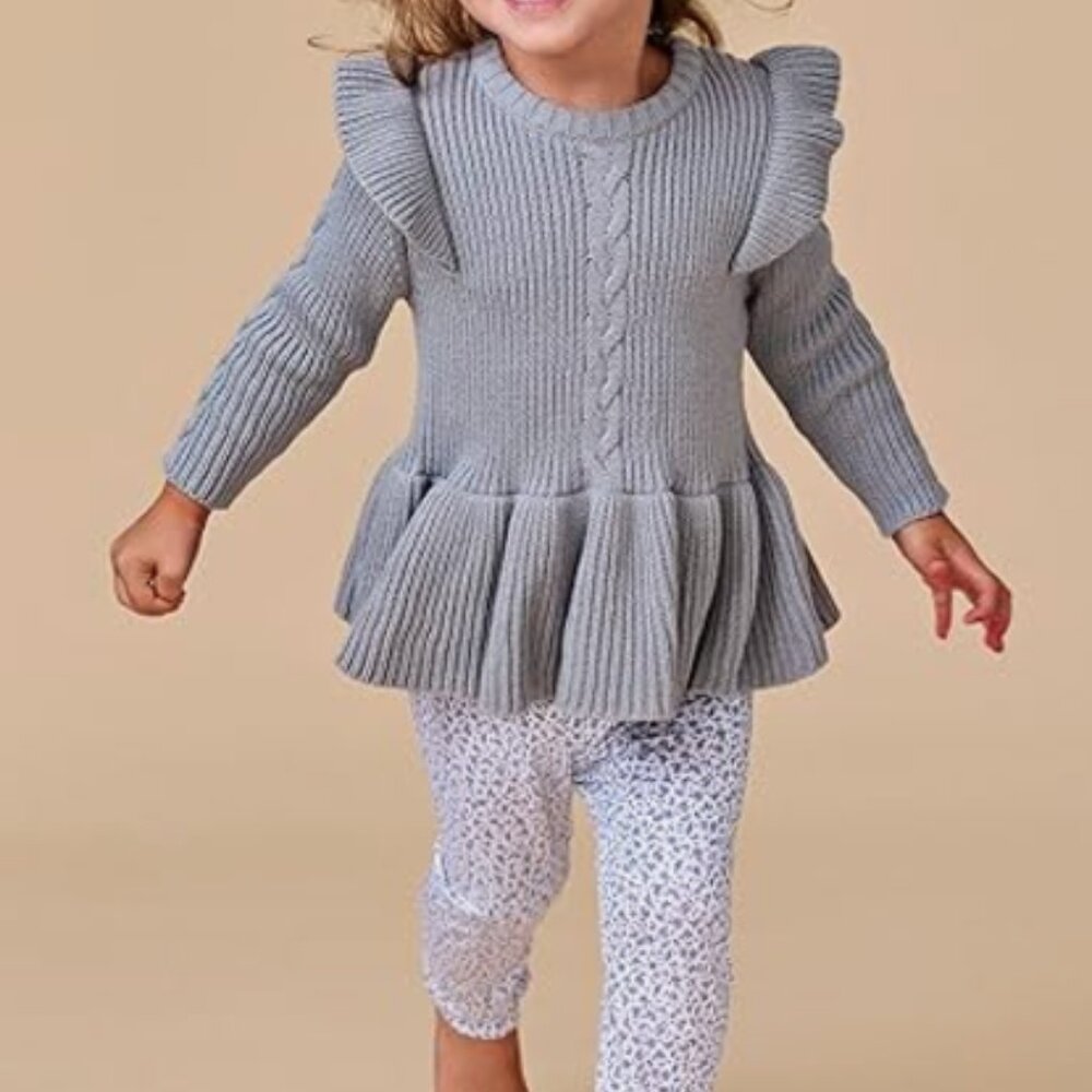 Laura Ashley‎ gray cotton peplum sweater 3T